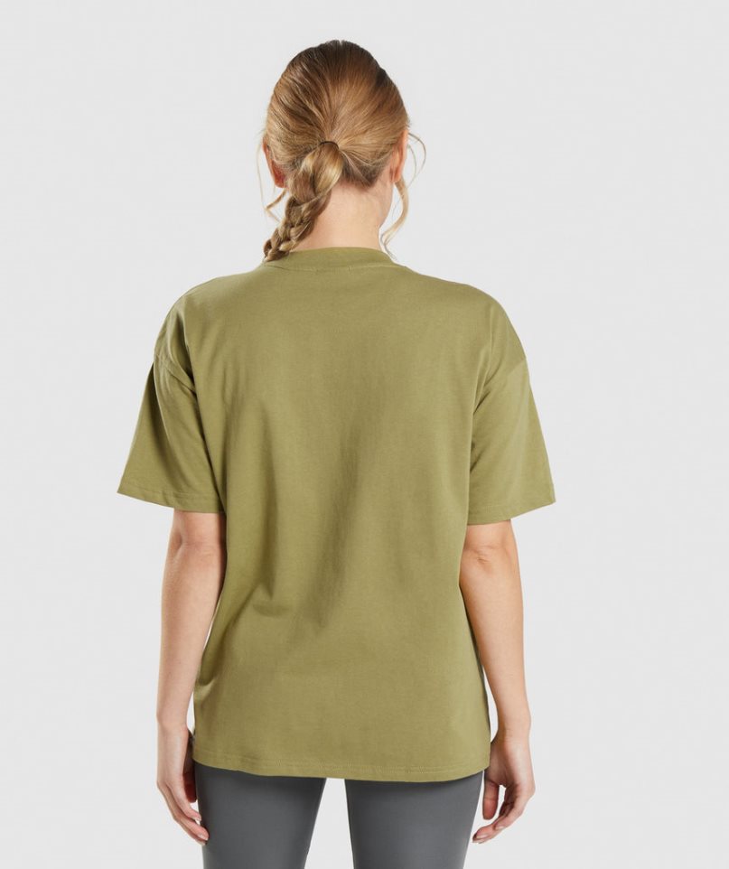 Women's Gymshark Training Oversized T-Shirts Olive | NZ 4XMQIB